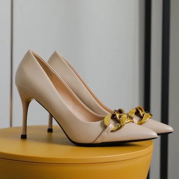 Fine heel metal buckle sharp -headed shallow mouth banquet Ms. wearing fairy sho - Picture 8 of 8